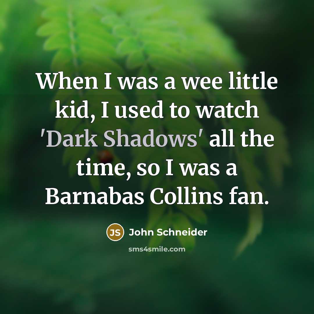 “When I was a wee little kid, I used to watch 'Dark Shadows' all the time, so I was a Barnabas Collins fan.” quote by John Schneider