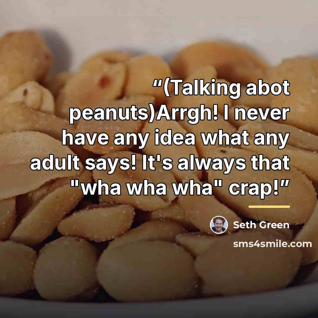 “(Talking abot peanuts)Arrgh! I never have any idea what any adult says! It's always that "wha wha wha" crap!” quote by Seth Green