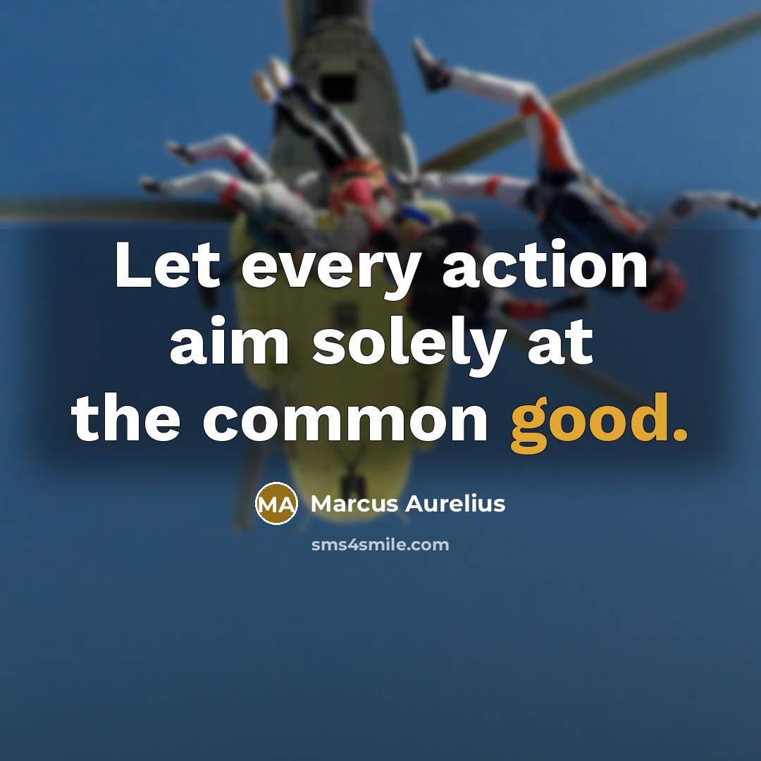 “Let every action aim solely at the common good.” quote by Marcus Aurelius
