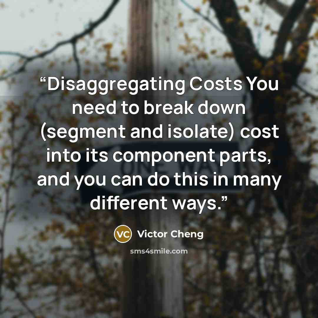 “Disaggregating Costs You need to break down (segment and isolate) cost into its component parts, and you can do this in many different ways.” quote by Victor Cheng