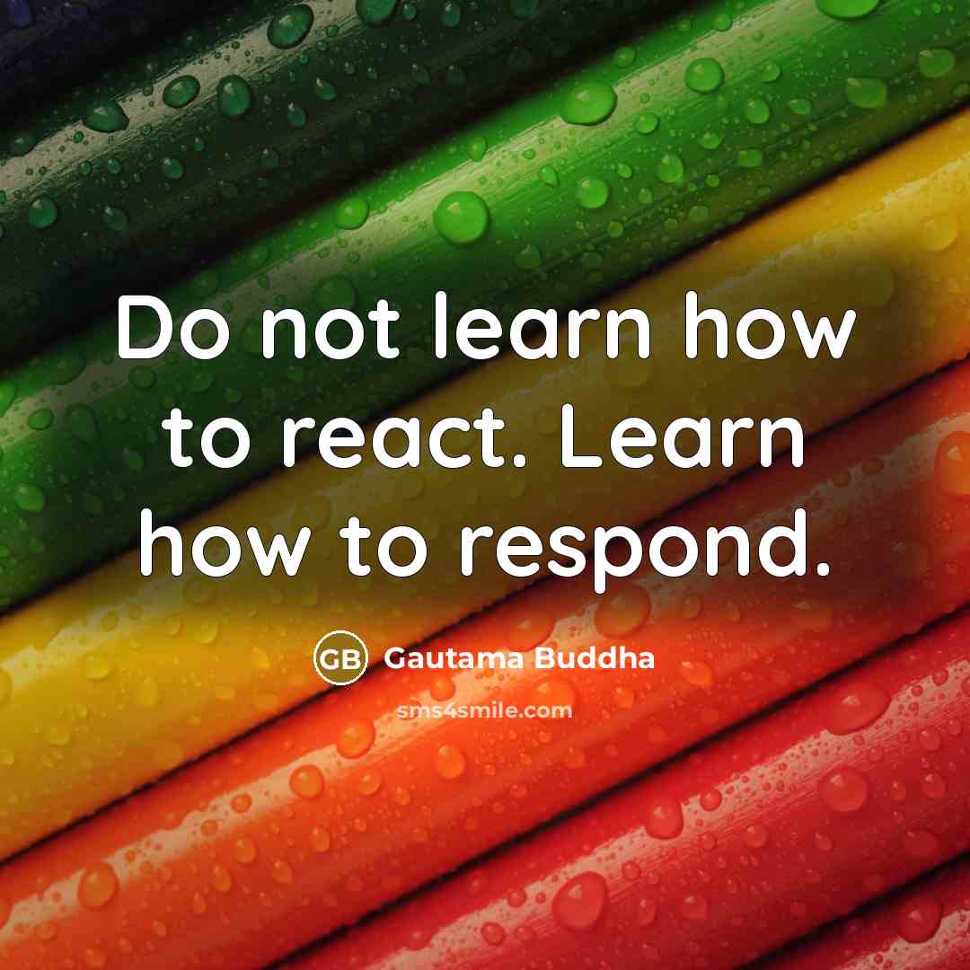“Do not learn how to react. Learn how to respond.” quote by Gautama Buddha