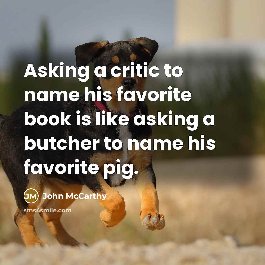 “Asking a critic to name his favorite book is like asking a butcher to name his favorite pig.” quote by John McCarthy