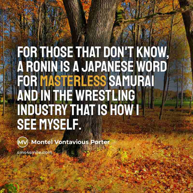 “For those that don't know, a Ronin is a Japanese word for masterless samurai and in the wrestling industry that is how I see myself.” quote by Montel Vontavious Porter