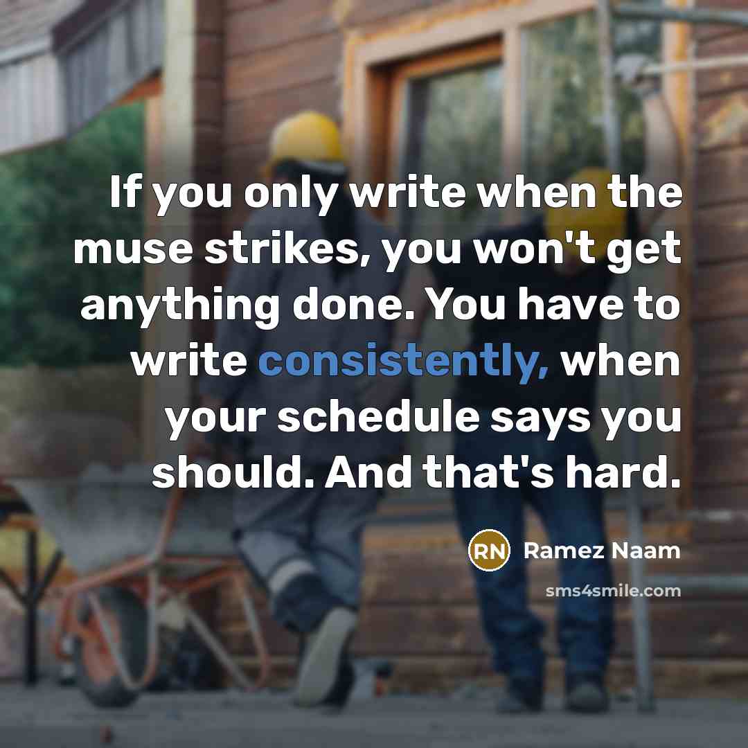 “If you only write when the muse strikes, you won't get anything done. You have to write consistently, when your schedule says you should. And that's hard.” quote by Ramez Naam