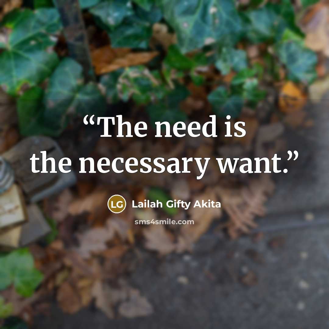 “The need is the necessary want.” quote by Lailah Gifty Akita