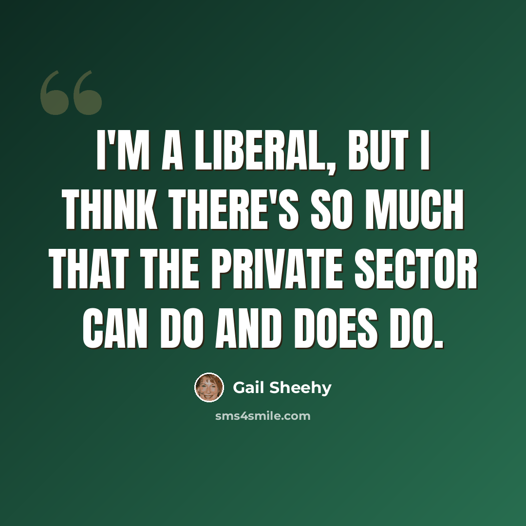 “I'm a liberal, but I think there's so much that the private sector can do and does do.” quote by Gail Sheehy