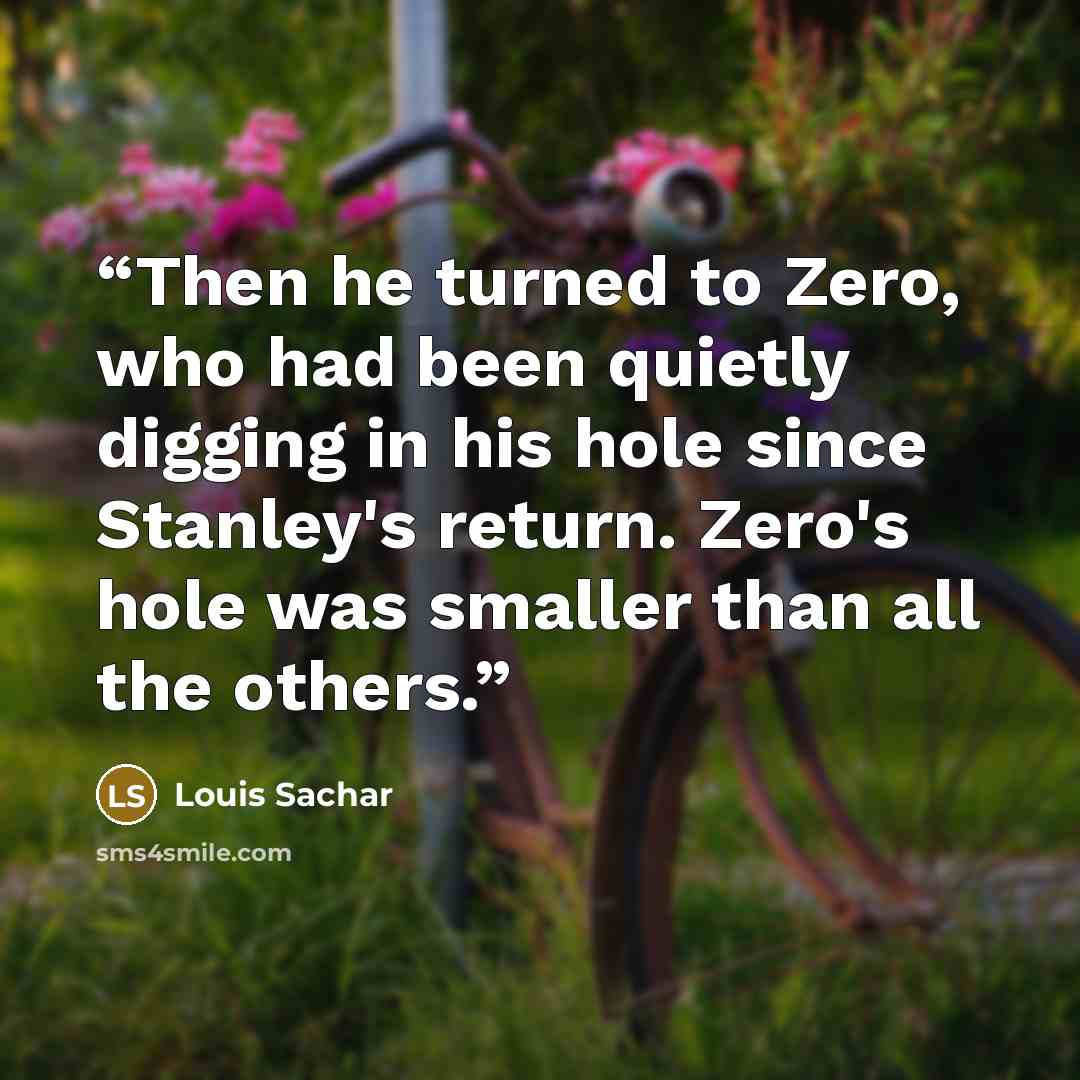 “Then he turned to Zero, who had been quietly digging in his hole since Stanley's return. Zero's hole was smaller than all the others.” quote by Louis Sachar