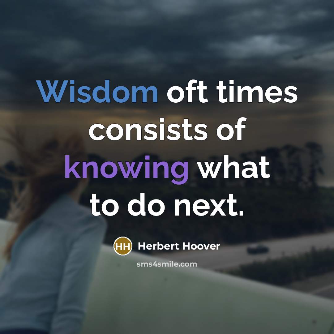 “Wisdom oft times consists of knowing what to do next.” quote by Herbert Hoover