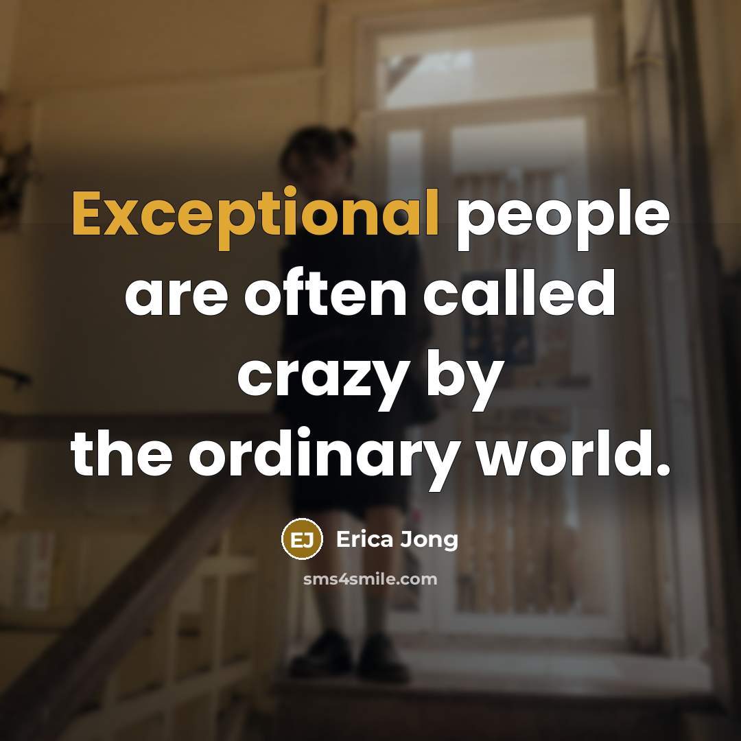 “Exceptional people are often called crazy by the ordinary world.” quote by Erica Jong