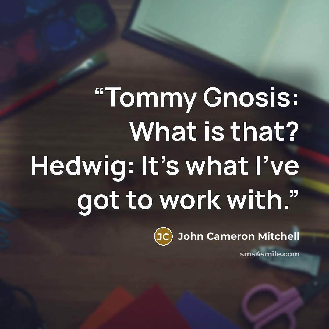 “Tommy Gnosis: What is that? Hedwig: It's what I've got to work with.” quote by John Cameron Mitchell