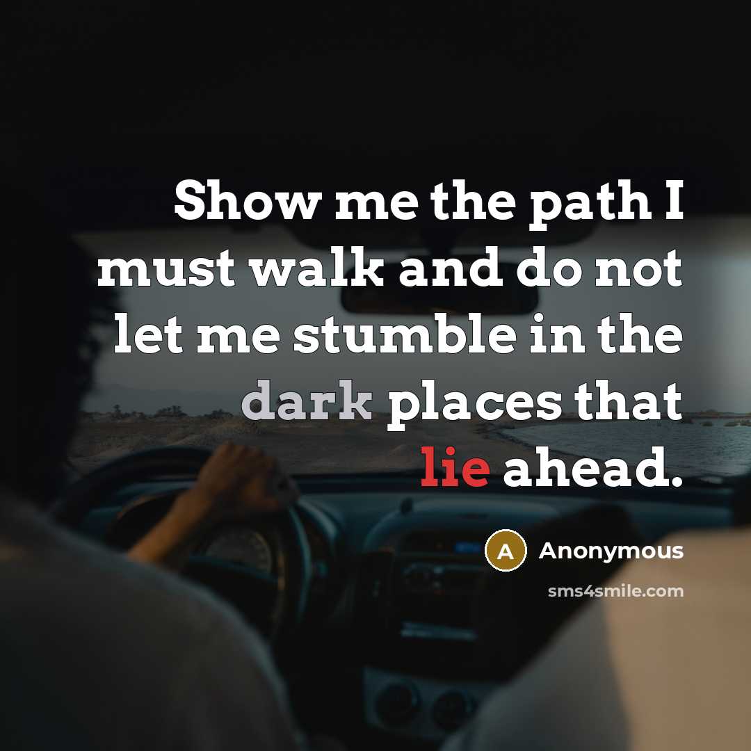 “Show me the path I must walk and do not let me stumble in the dark places that lie ahead.” quote by Anonymous