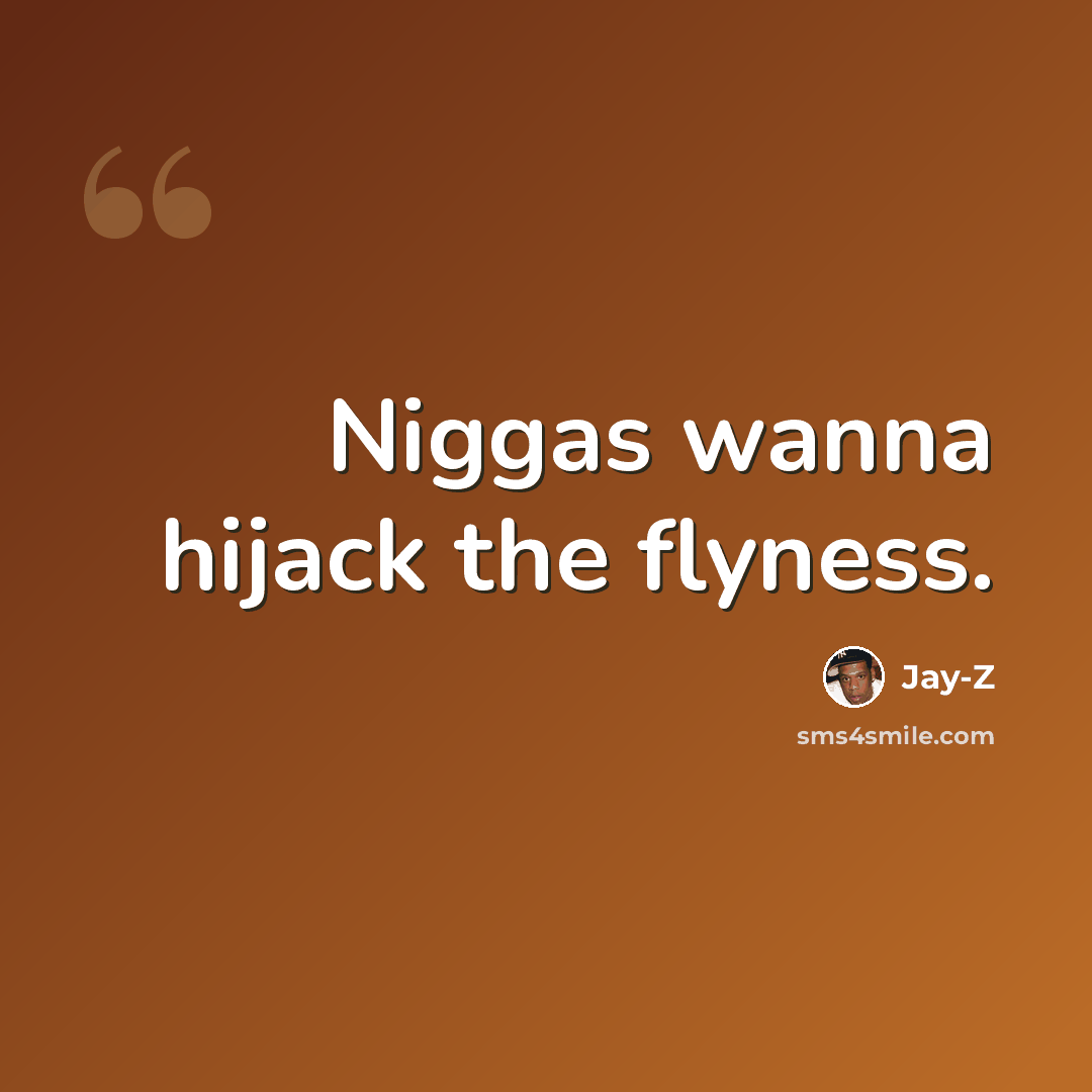 “Niggas wanna hijack the flyness.” quote by Jay-Z