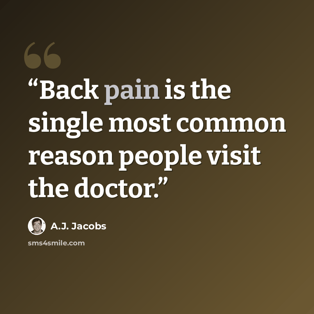 “Back pain is the single most common reason people visit the doctor.” quote by A.J. Jacobs