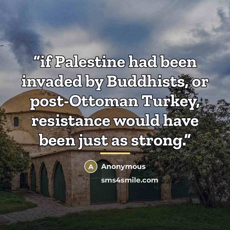 “if Palestine had been invaded by Buddhists, or post-Ottoman Turkey, resistance would have been just as strong.” quote by Anonymous