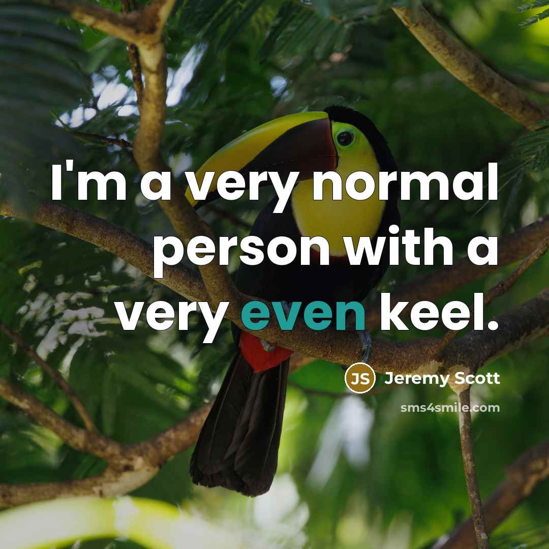 “I'm a very normal person with a very even keel.” quote by Jeremy Scott