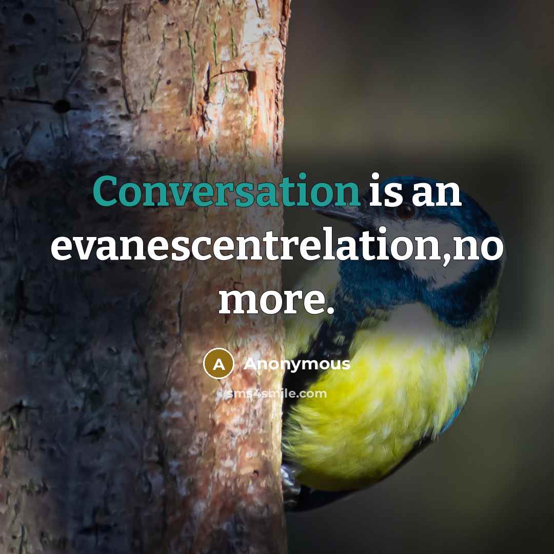 “Conversation is an evanescentrelation,no more.” quote by Anonymous