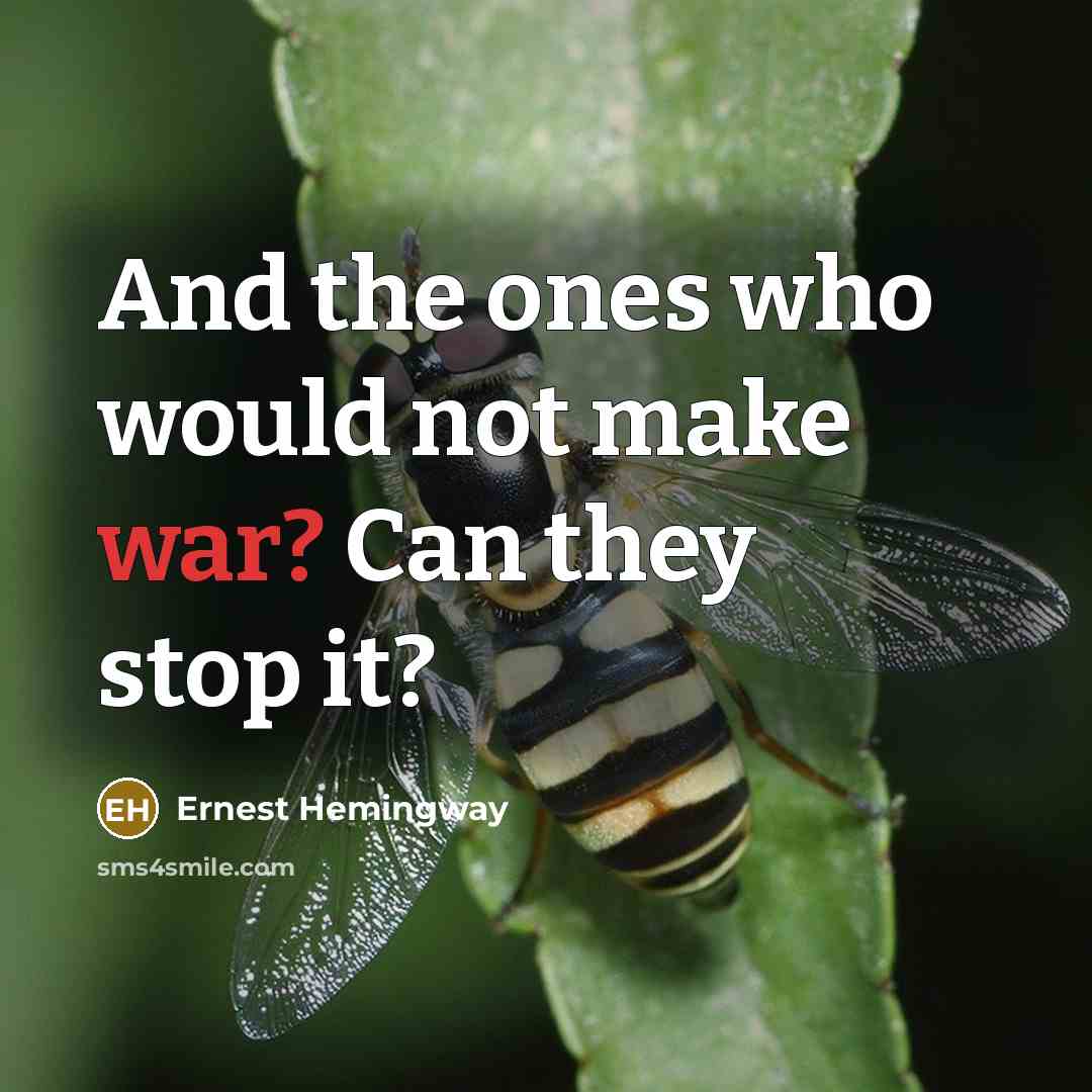 “And the ones who would not make war? Can they stop it?” quote by Ernest Hemingway