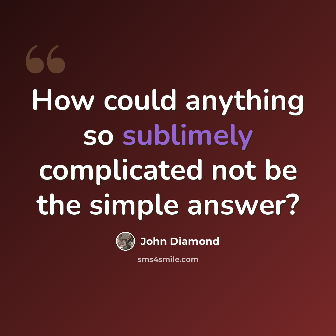 “How could anything so sublimely complicated not be the simple answer?” quote by John Diamond