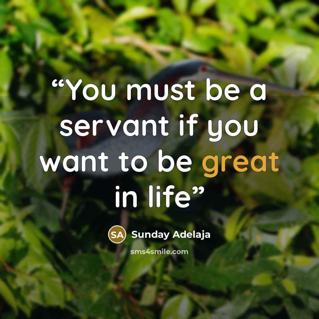 “You must be a servant if you want to be great in life” quote by Sunday Adelaja