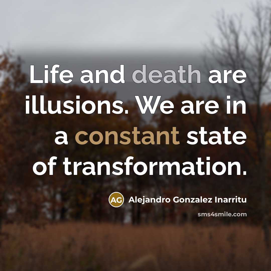 “Life and death are illusions. We are in a constant state of transformation.” quote by Alejandro Gonzalez Inarritu