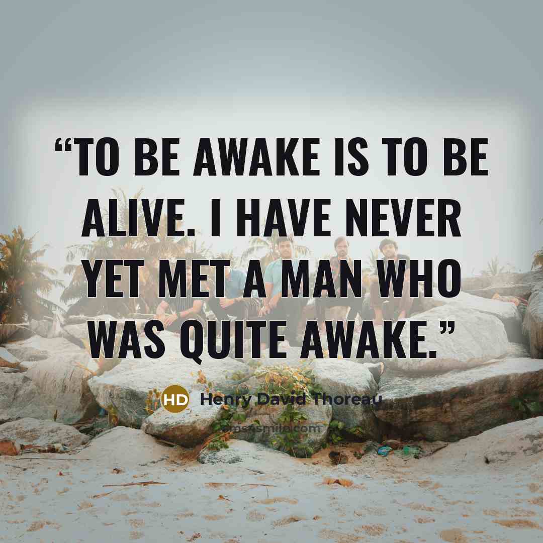“To be awake is to be alive. I have never yet met a man who was quite awake.” quote by Henry David Thoreau