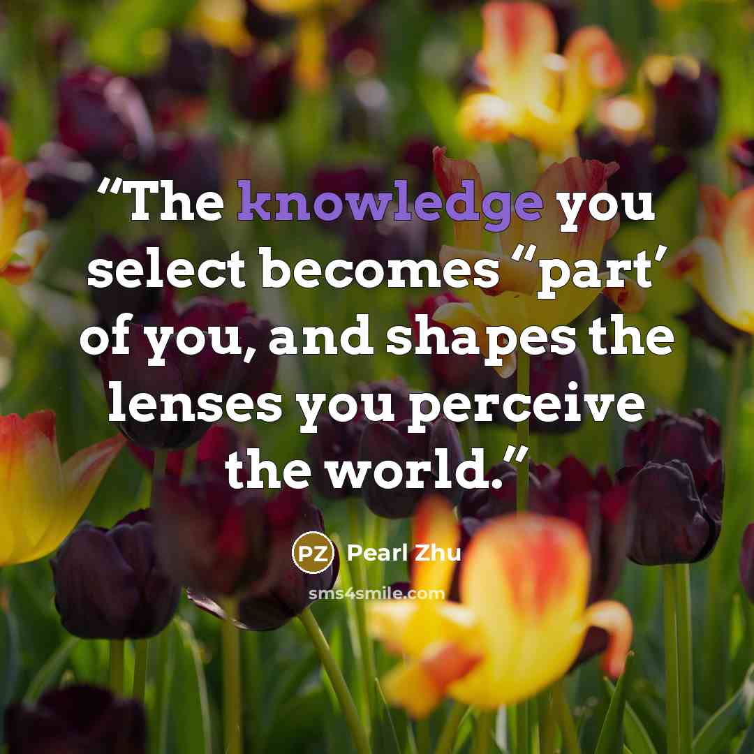 “The knowledge you select becomes “part’ of you, and shapes the lenses you perceive the world.” quote by Pearl Zhu