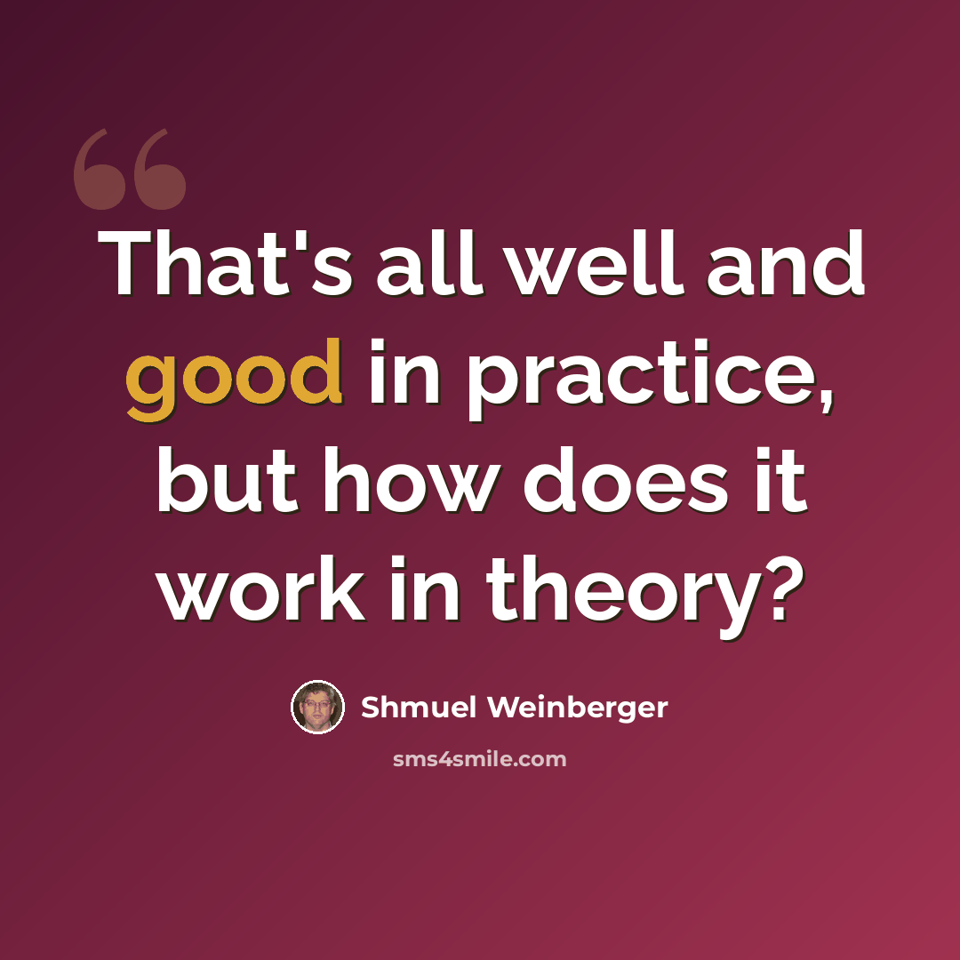 “That's all well and good in practice, but how does it work in theory?” quote by Shmuel Weinberger