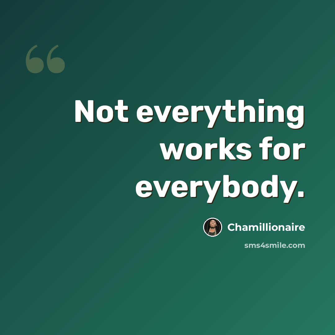 “Not everything works for everybody.” quote by Chamillionaire