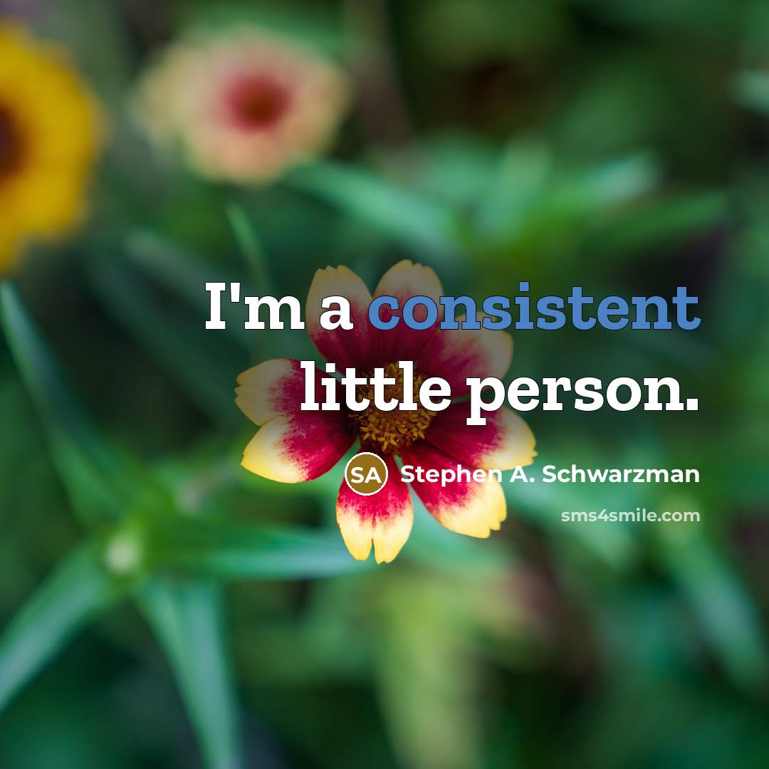 “I'm a consistent little person.” quote by Stephen A. Schwarzman