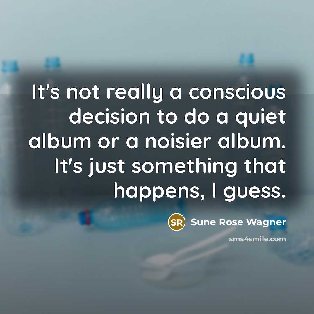 “It's not really a conscious decision to do a quiet album or a noisier album. It's just something that happens, I guess.” quote by Sune Rose Wagner