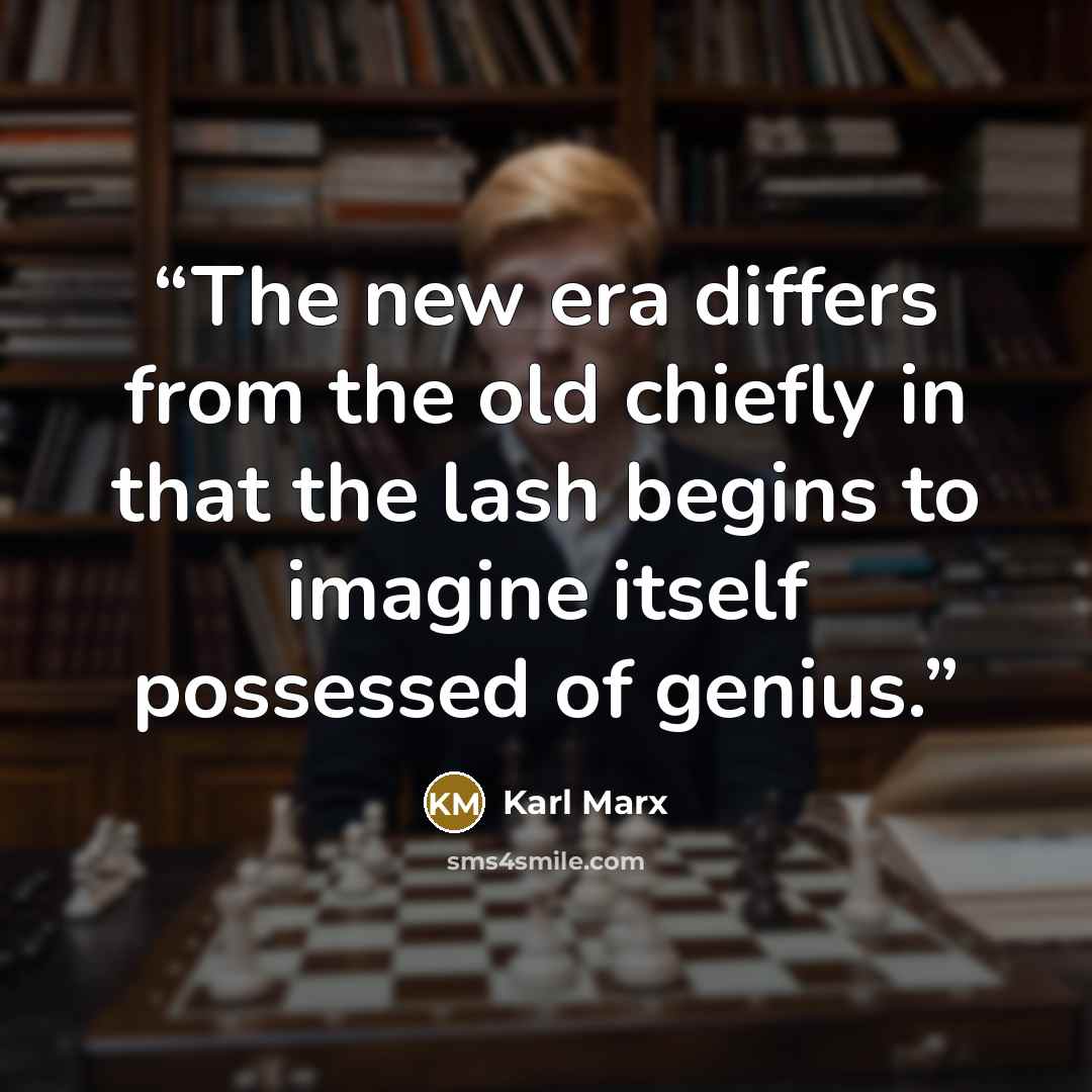“The new era differs from the old chiefly in that the lash begins to imagine itself possessed of genius.” quote by Karl Marx