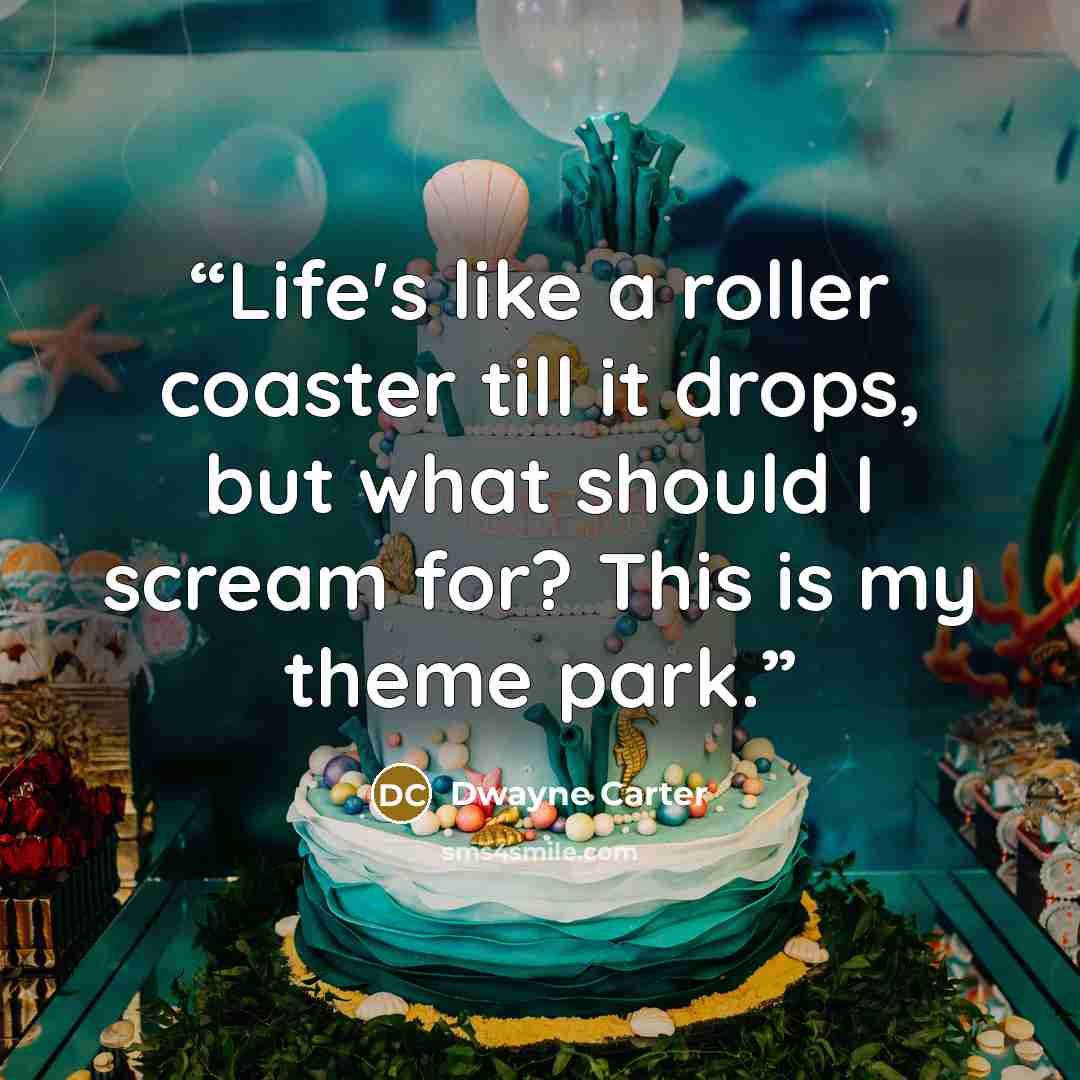 “Life's like a roller coaster till it drops, but what should I scream for? This is my theme park.” quote by Dwayne Carter