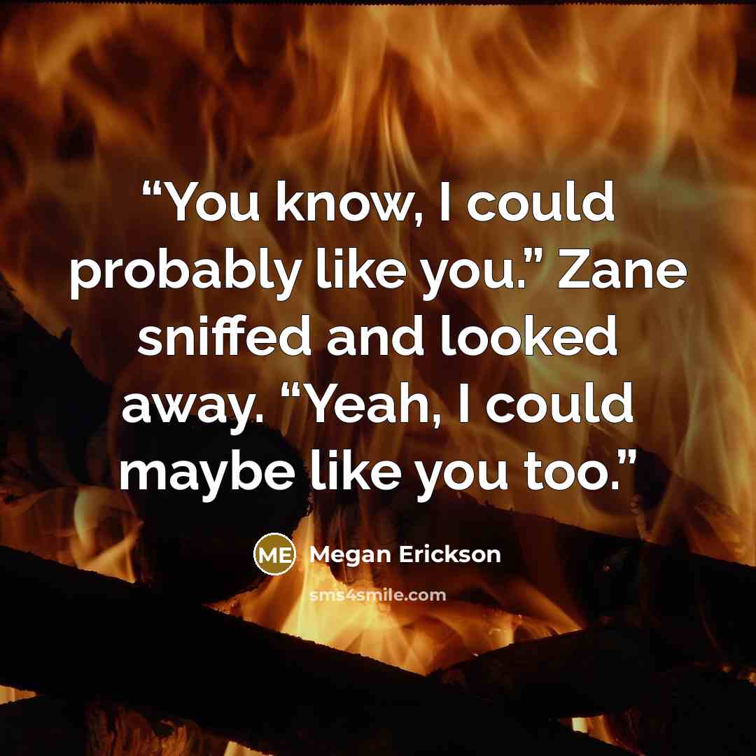 “You know, I could probably like you.” Zane sniffed and looked away. “Yeah, I could maybe like you too.” quote by Megan Erickson