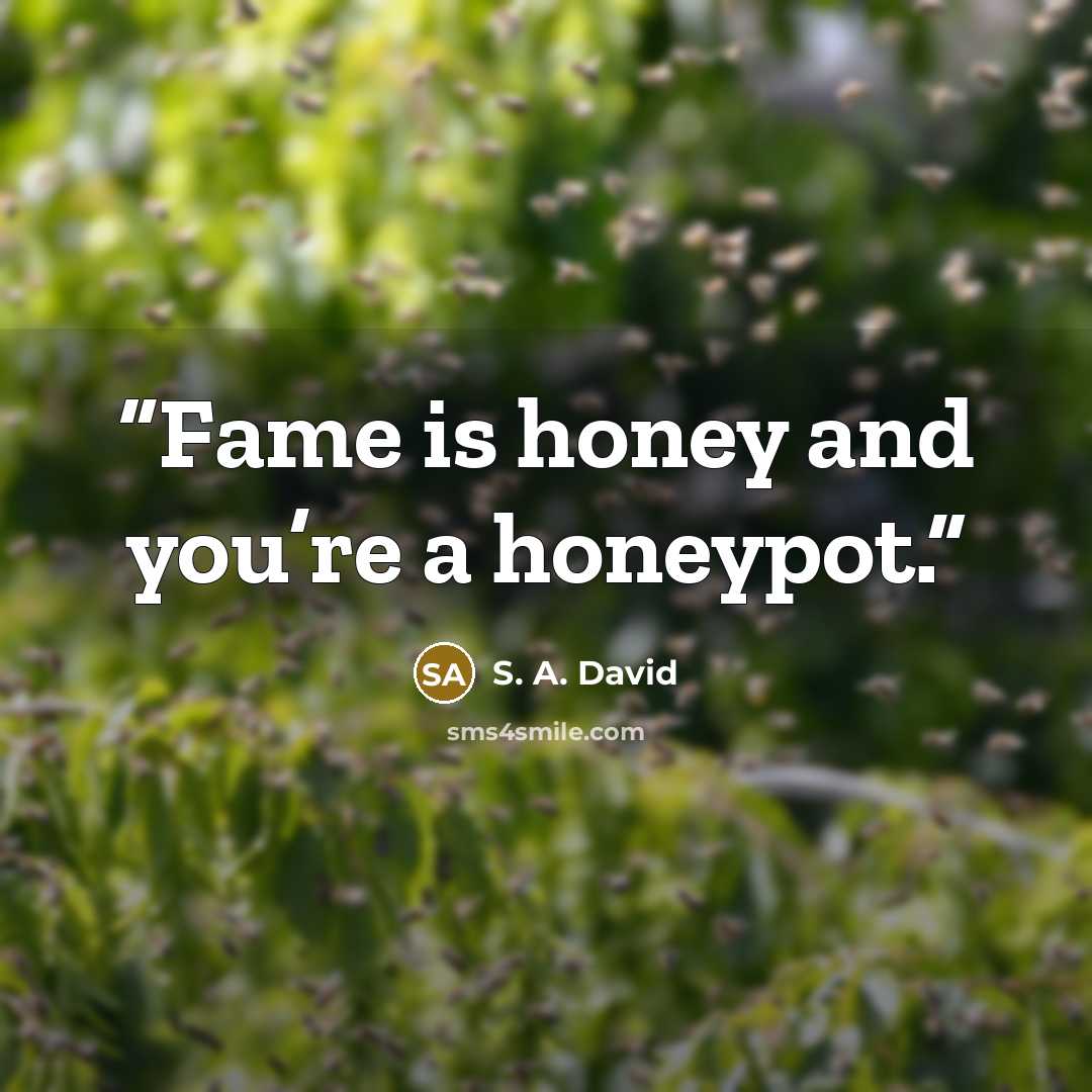 “Fame is honey and you’re a honeypot.” quote by S. A. David