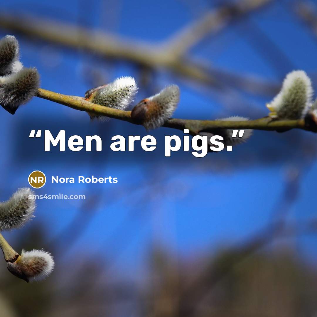 “Men are pigs.” quote by Nora Roberts