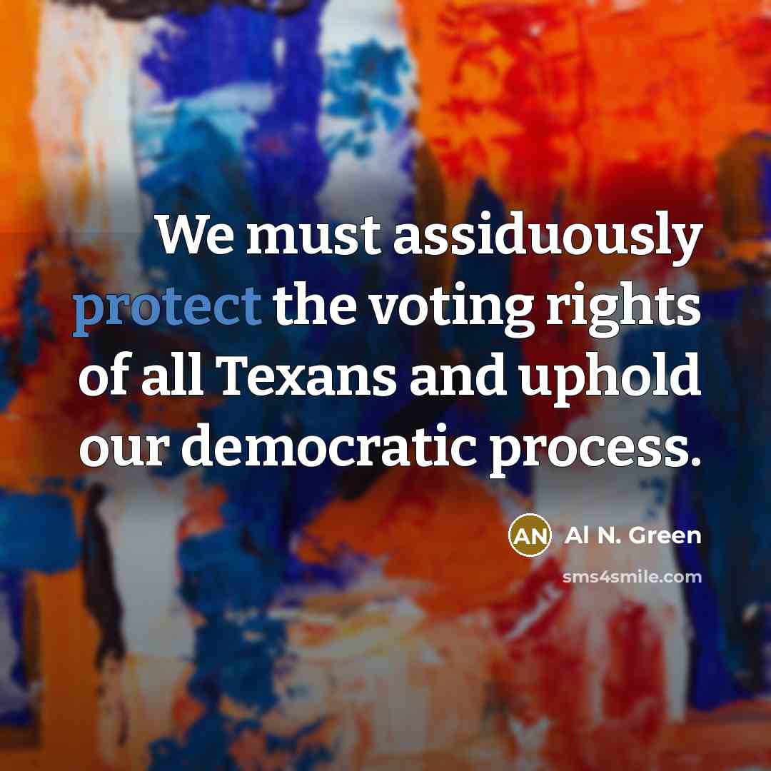 “We must assiduously protect the voting rights of all Texans and uphold our democratic process.” quote by Al N. Green