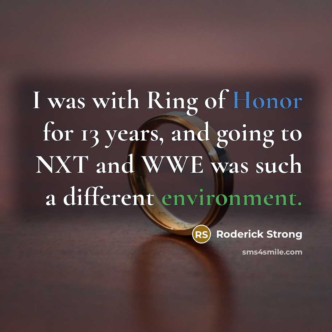 “I was with Ring of Honor for 13 years, and going to NXT and WWE was such a different environment.” quote by Roderick Strong