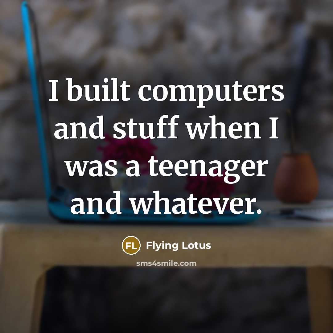 “I built computers and stuff when I was a teenager and whatever.” quote by Flying Lotus