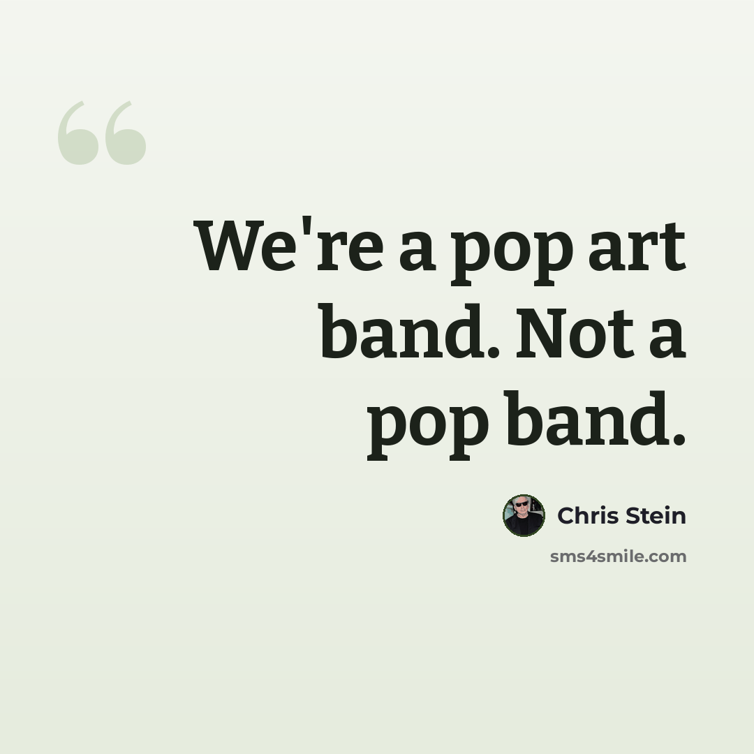 “We're a pop art band. Not a pop band.” quote by Chris Stein