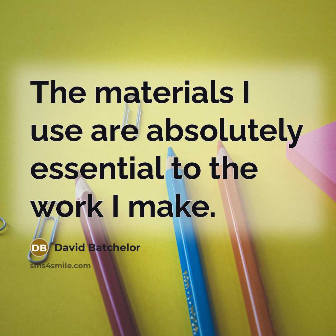 “The materials I use are absolutely essential to the work I make.” quote by David Batchelor