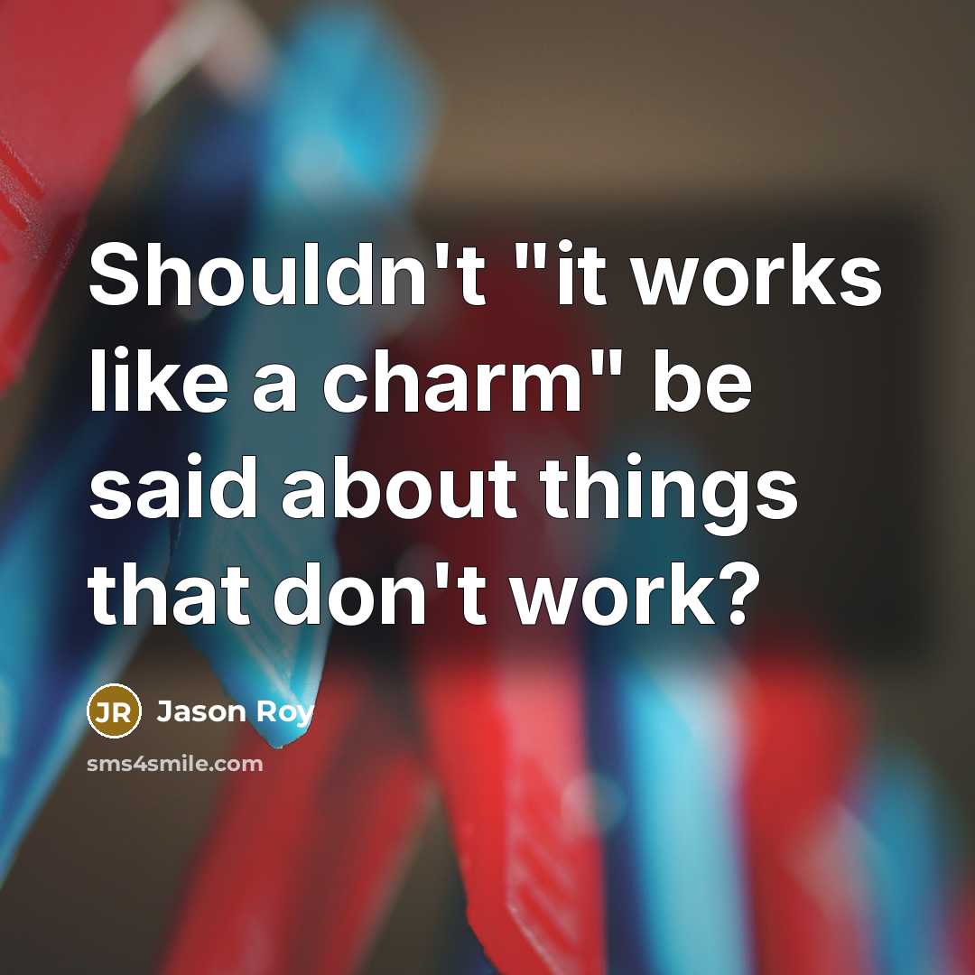 “Shouldn't "it works like a charm" be said about things that don't work?” quote by Jason Roy
