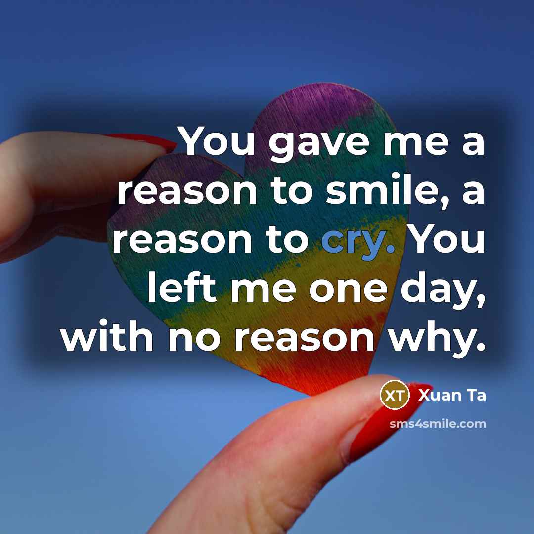 “You gave me a reason to smile, a reason to cry. You left me one day, with no reason why.” quote by Xuan Ta