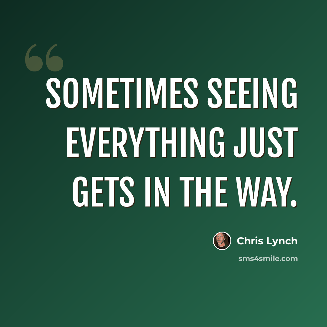 “Sometimes seeing everything just gets in the way.” quote by Chris Lynch