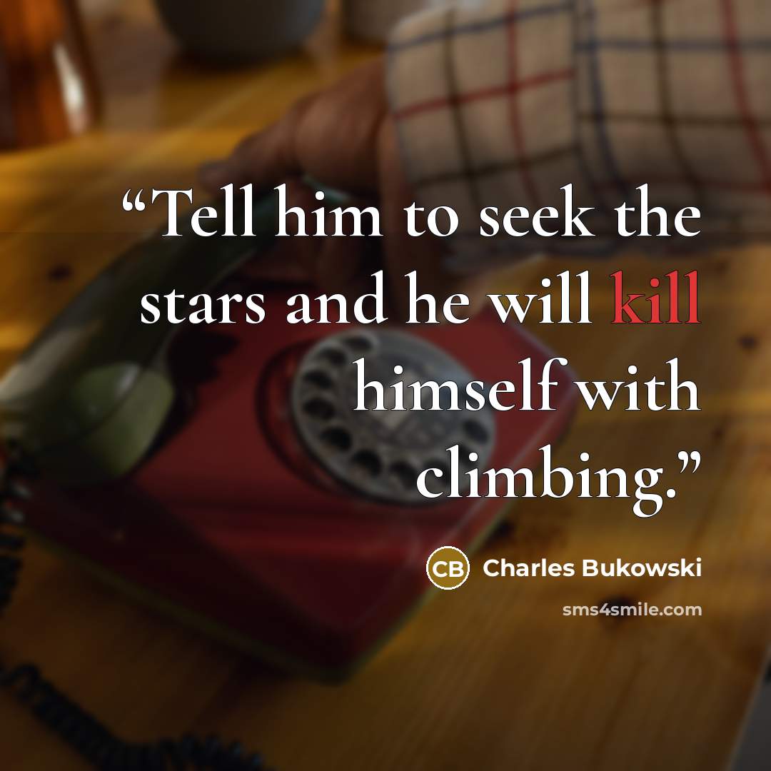 “Tell him to seek the stars and he will kill himself with climbing.” quote by Charles Bukowski