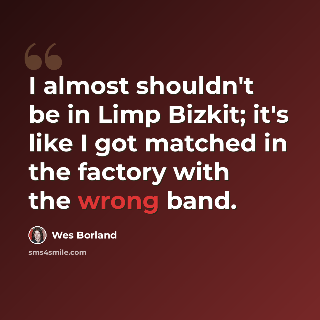 “I almost shouldn't be in Limp Bizkit; it's like I got matched in the factory with the wrong band.” quote by Wes Borland
