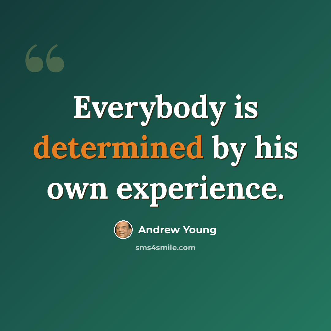 “Everybody is determined by his own experience.” quote by Andrew Young