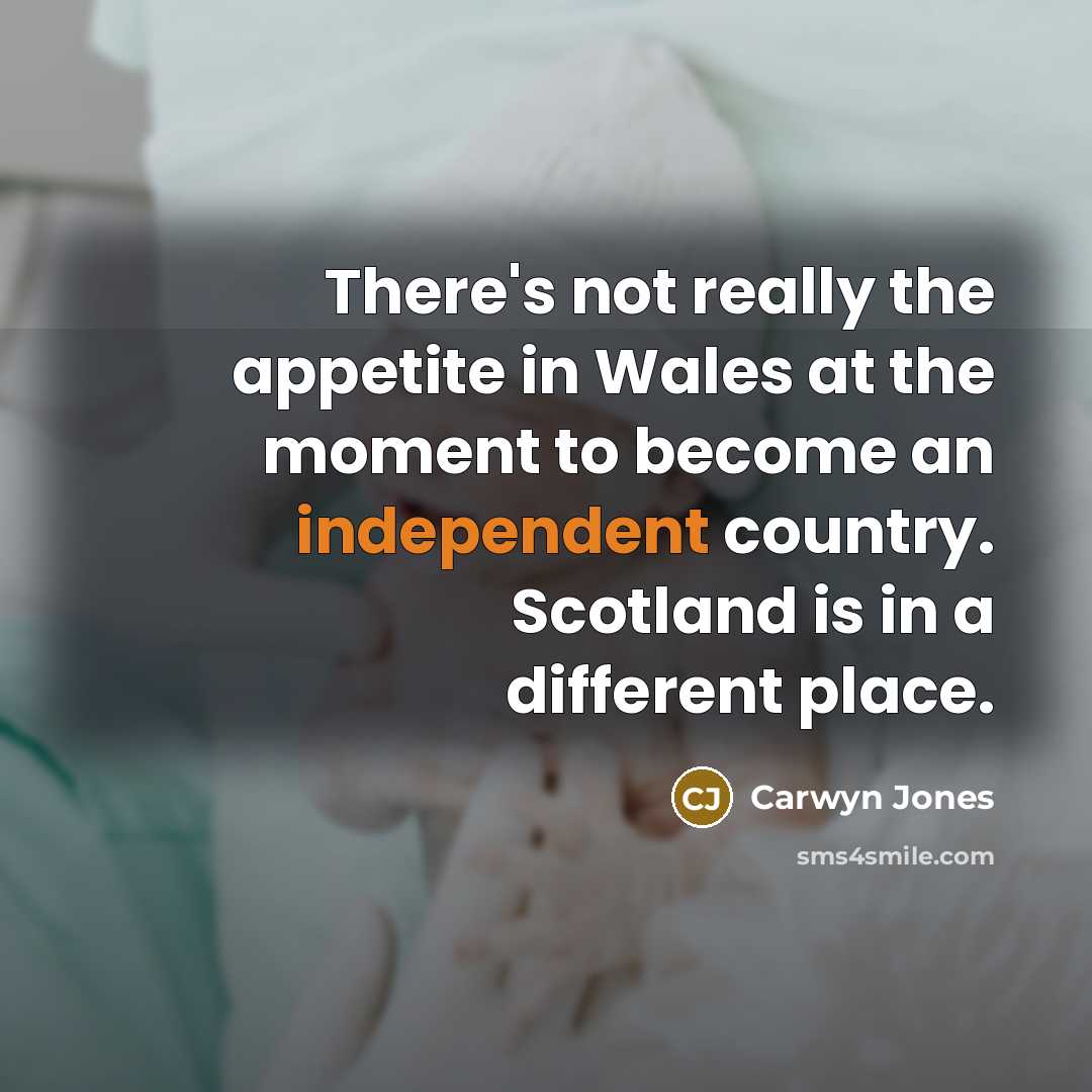 “There's not really the appetite in Wales at the moment to become an independent country. Scotland is in a different place.” quote by Carwyn Jones