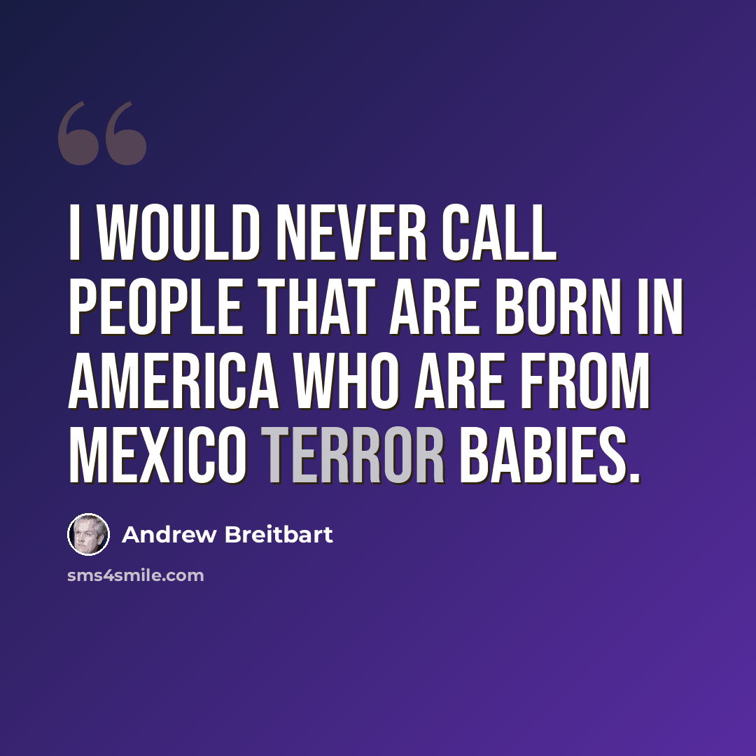 “I would never call people that are born in America who are from Mexico terror babies.” quote by Andrew Breitbart