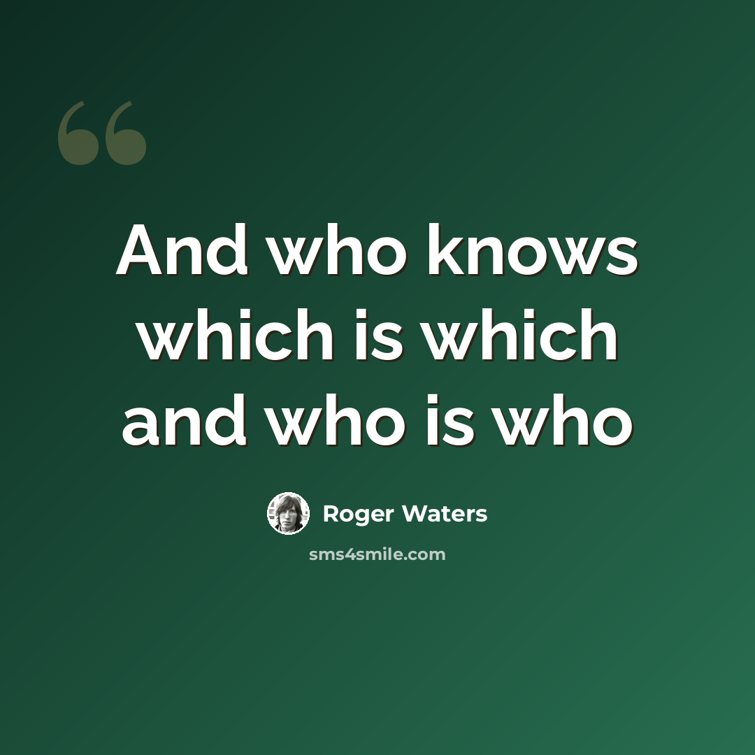 “And who knows which is which and who is who” quote by Roger Waters