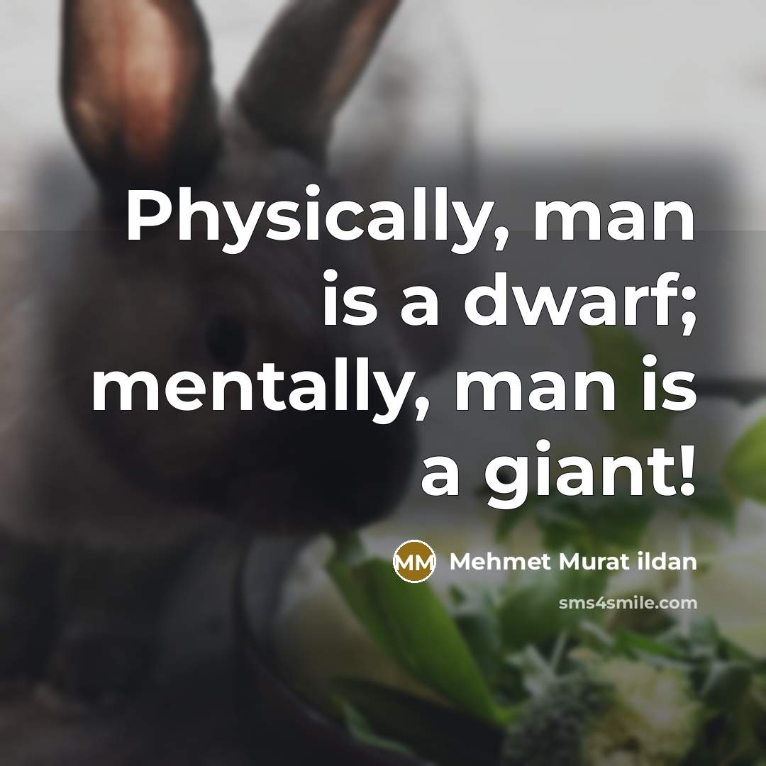 “Physically, man is a dwarf; mentally, man is a giant!” quote by Mehmet Murat Ildan